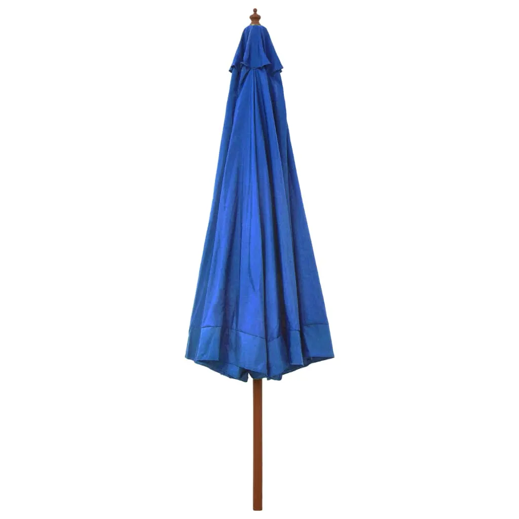 Azurblauer Terrassenschirm 330 x 240 cm mit robustem Massivholz-Mast