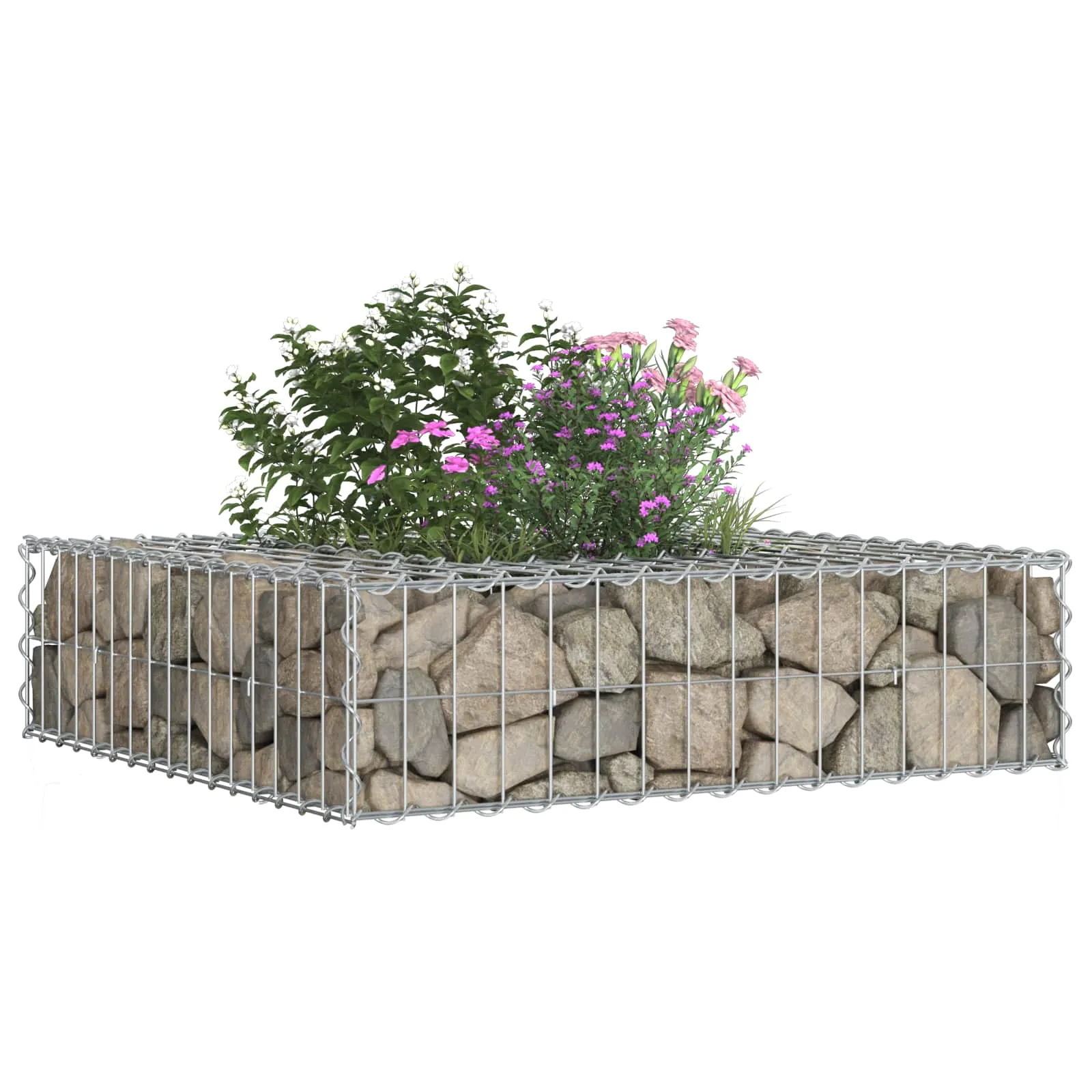 Gabionen Hochbeet Zaunpaneel 80x80x20 cm Silber
