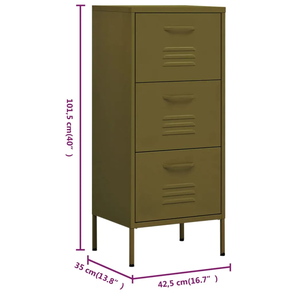 Lagerschrank Olivgrün 42,5 x 35 x 101,5 cm aus Stahl