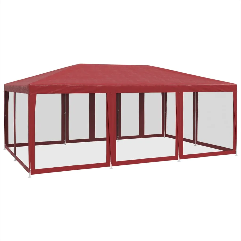 Partyzelt 600x400x280 cm Rot mit robustem Eisengestell und Mesh-Seitenwänden
