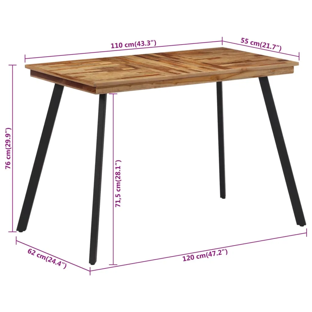 Esstisch Naturholz mit schwarzem Gestell 120 x 62 x 76 cm