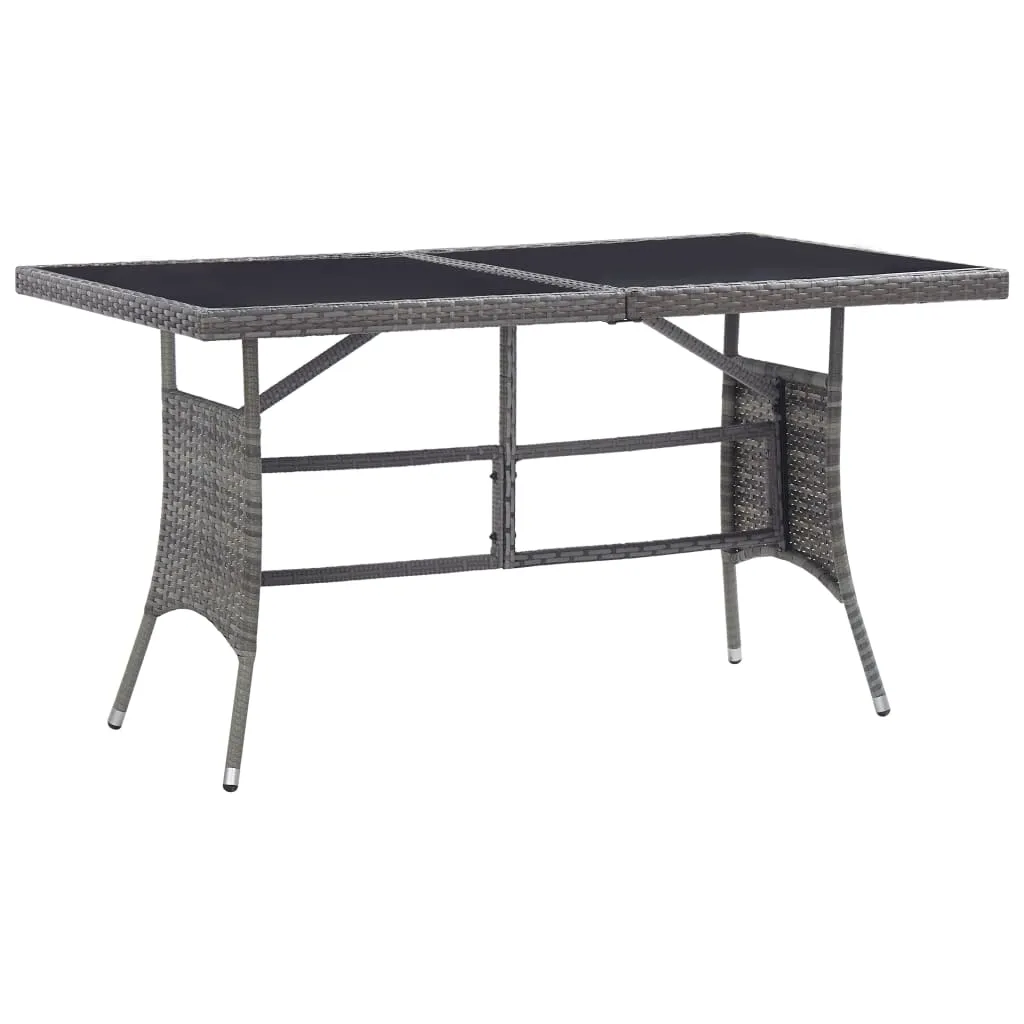 Gartentisch mit Glasplatte 140 x 80 x 74 cm Grau