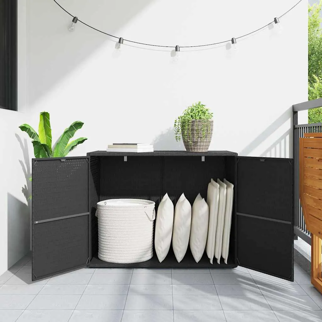 Gartenschrank Schwarz 100 x 55,5 x 80 cm Poly Rattan