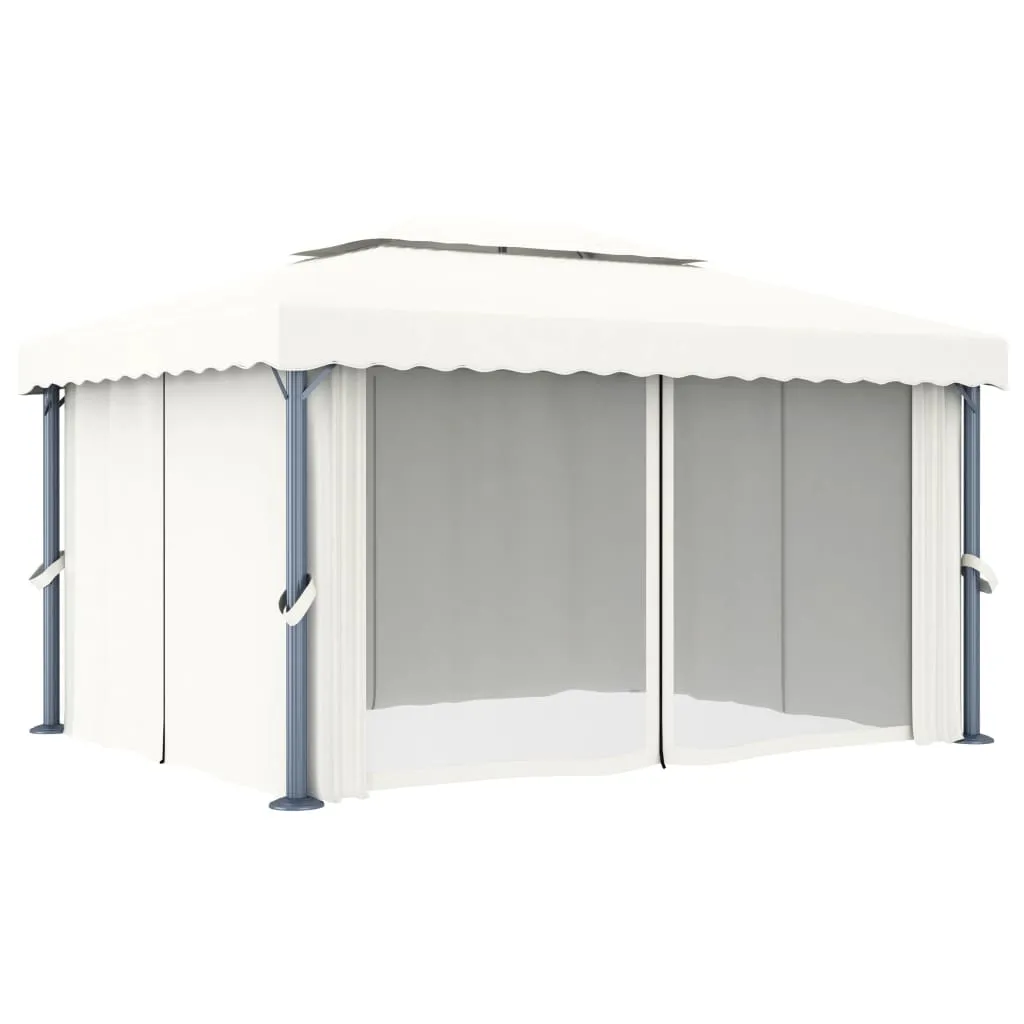 Eleganter Pavillon 4x3 m Cremeweiß mit Aluminium- und Stahlgestell