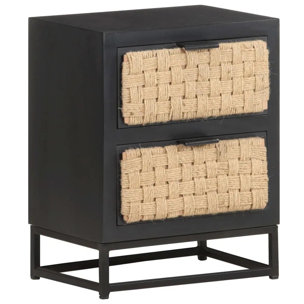 Holz-Nachtschrank Vollholz Schwarz 40x30x50 cm