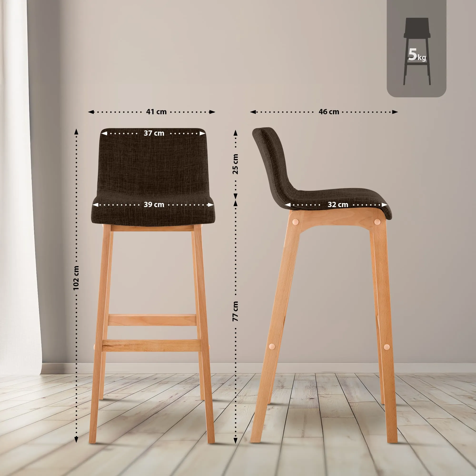 Barhocker Hover 102x41x46 cm braun