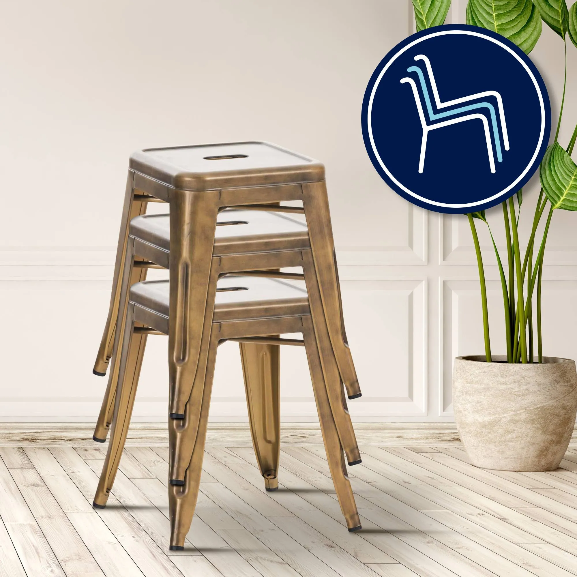 Hocker Armin Stapelhocker 40x40x46 cm Gold