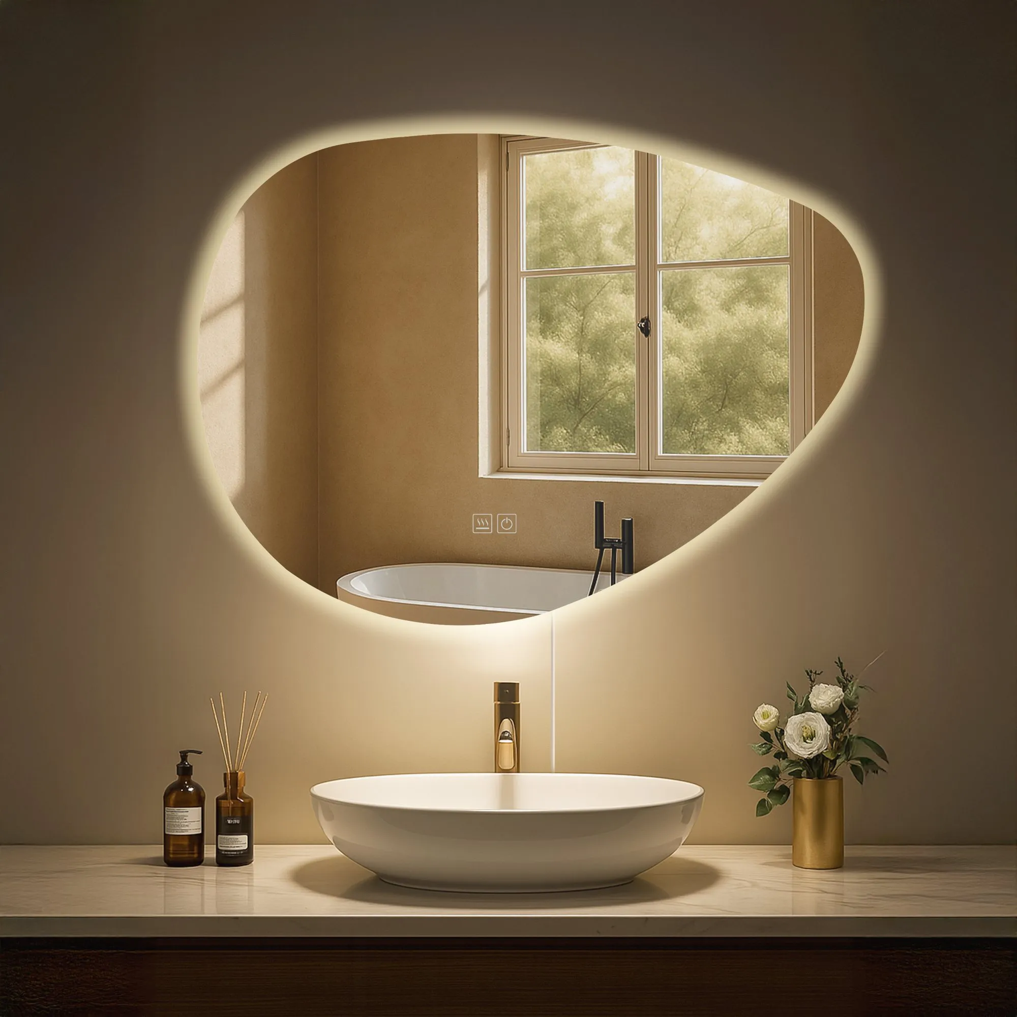 Badspiegel Almafie LED 75x65 cm klarglas