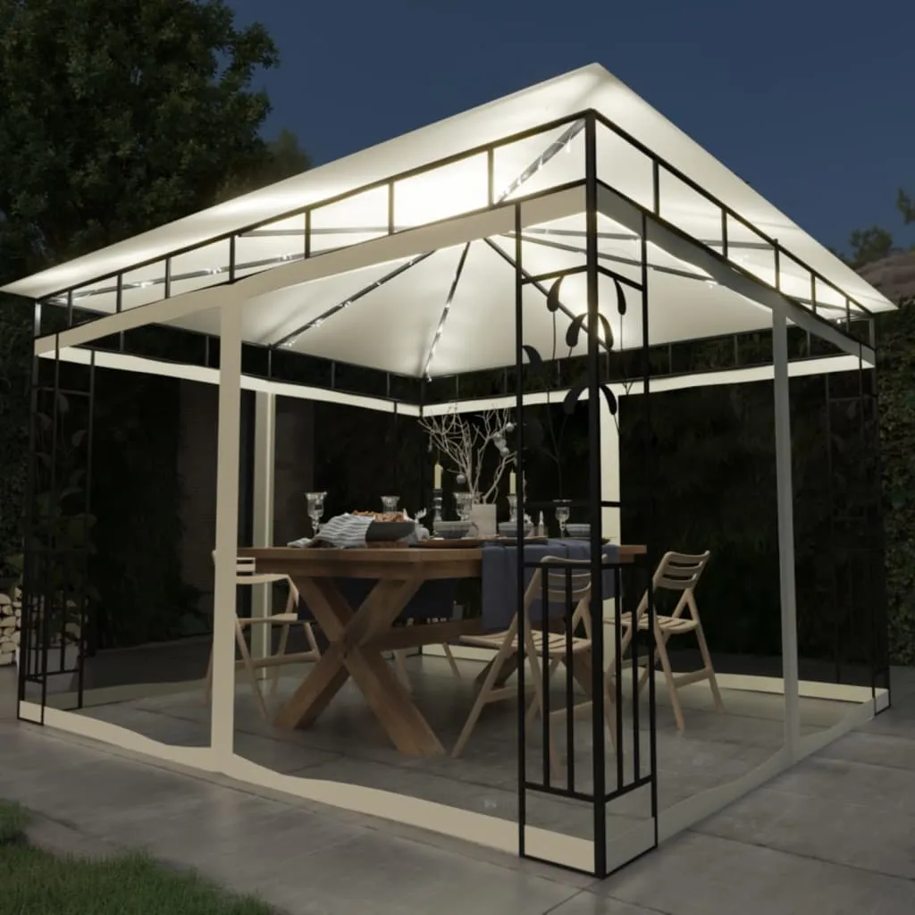 Pavillon 3x3x2,73 m Creme mit Metallrahmen und Stoffdach