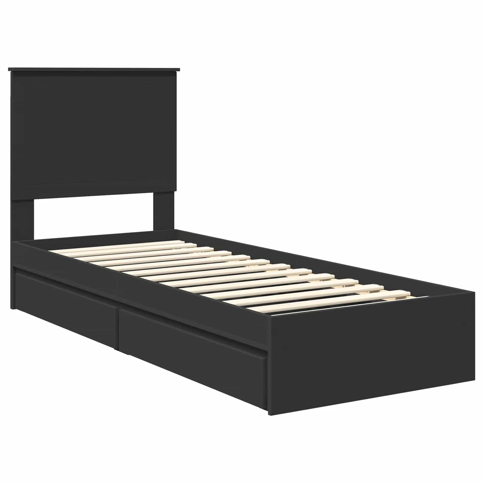 Aufbewahrungsbett 75 x 190 cm Schwarz
