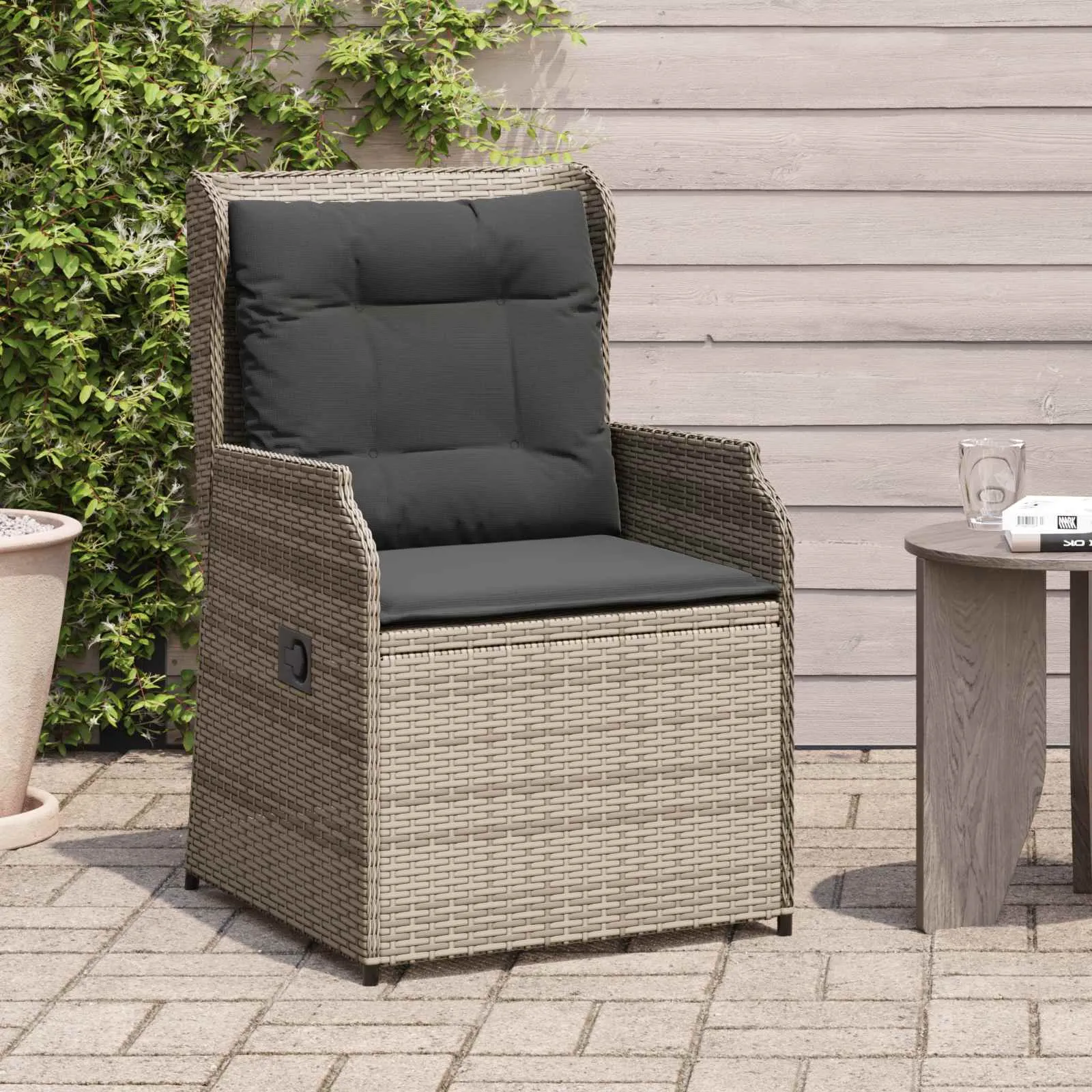 Verstellbare Gartenbank Poly-Rattan 55x67x95 cm Grau