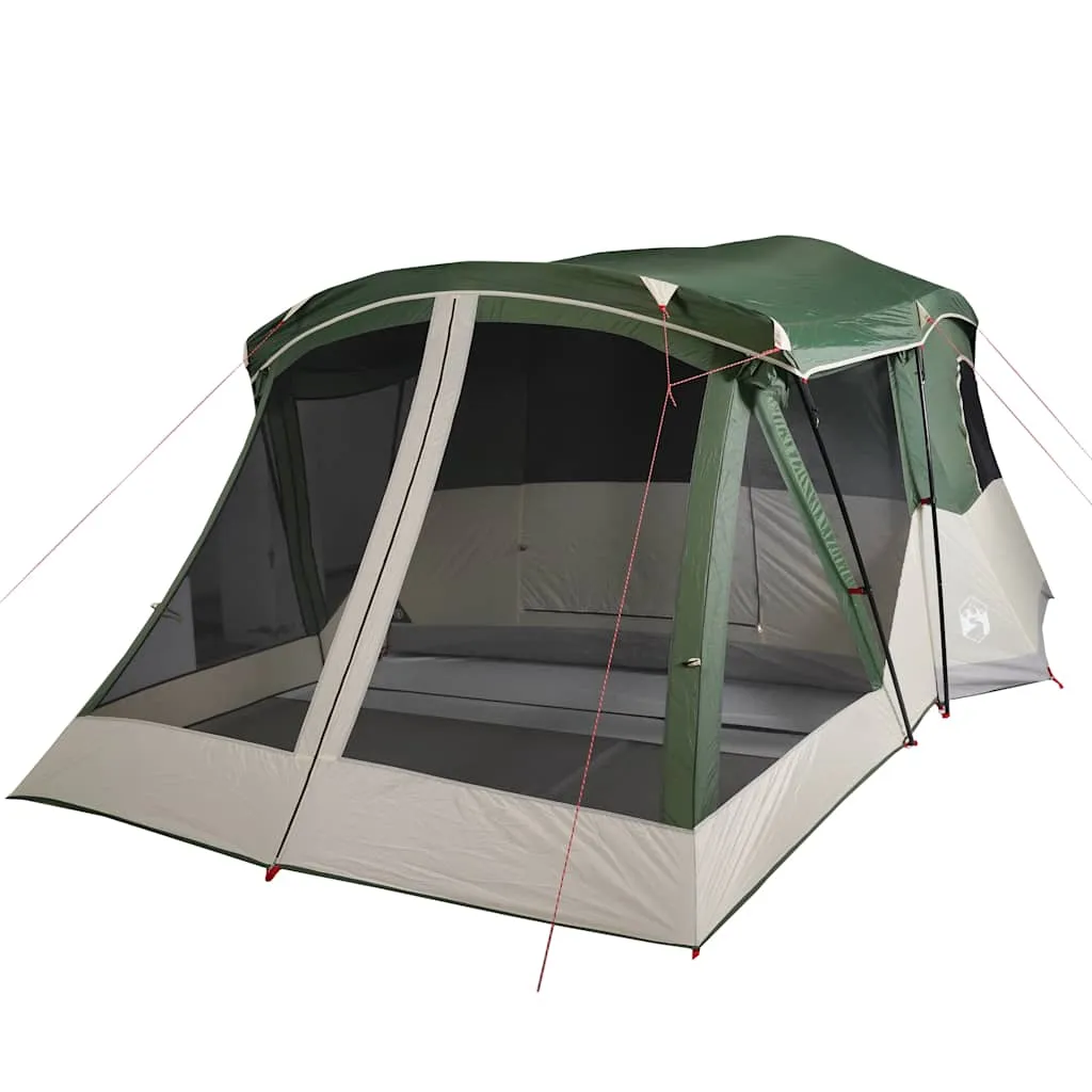 Campingzelt Grün 515x370x220 cm wasserdicht mit Vorzelt und Überzelt