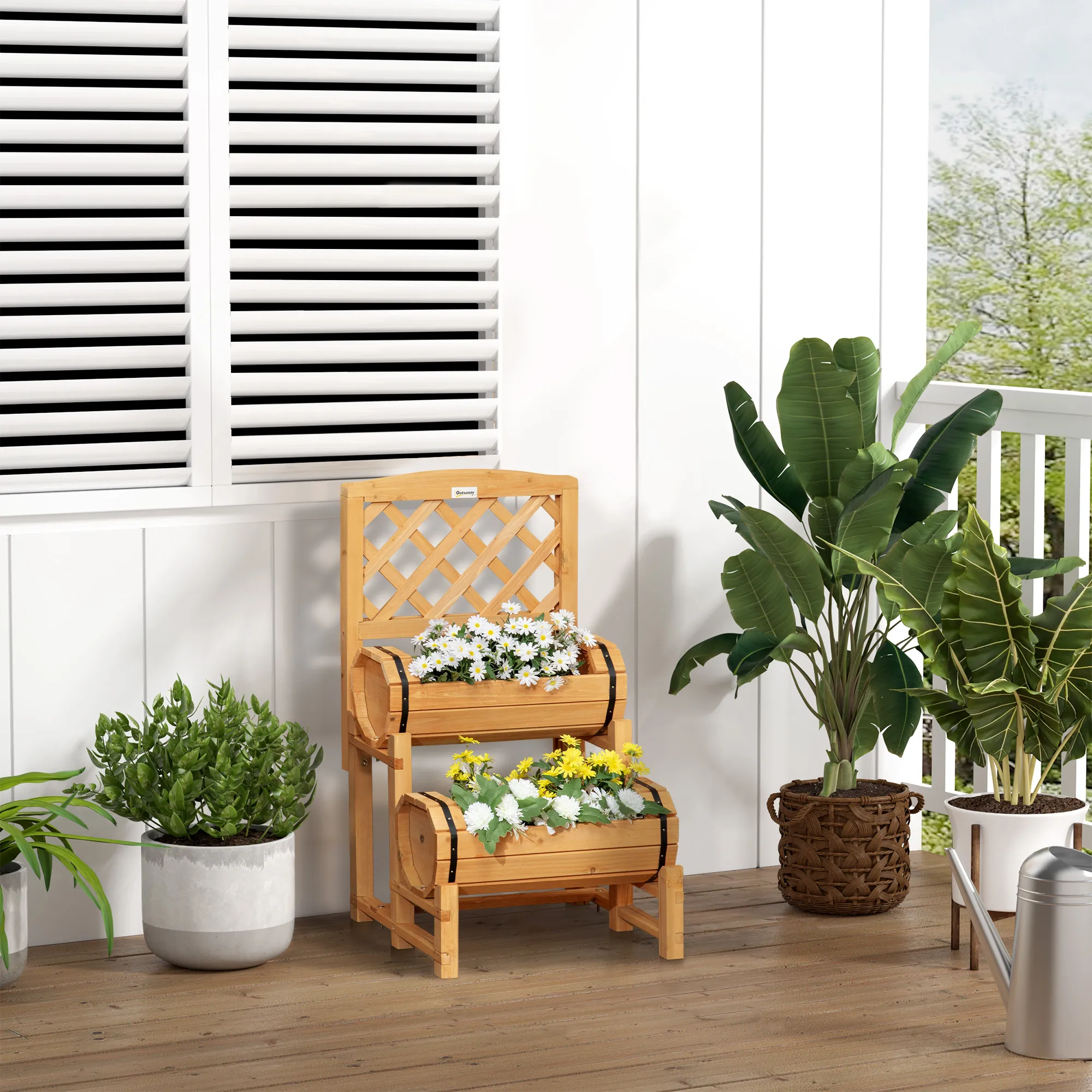 Hochbeet aus lasiertem Massivholz, 45L x 45B x 80H cm, Braun