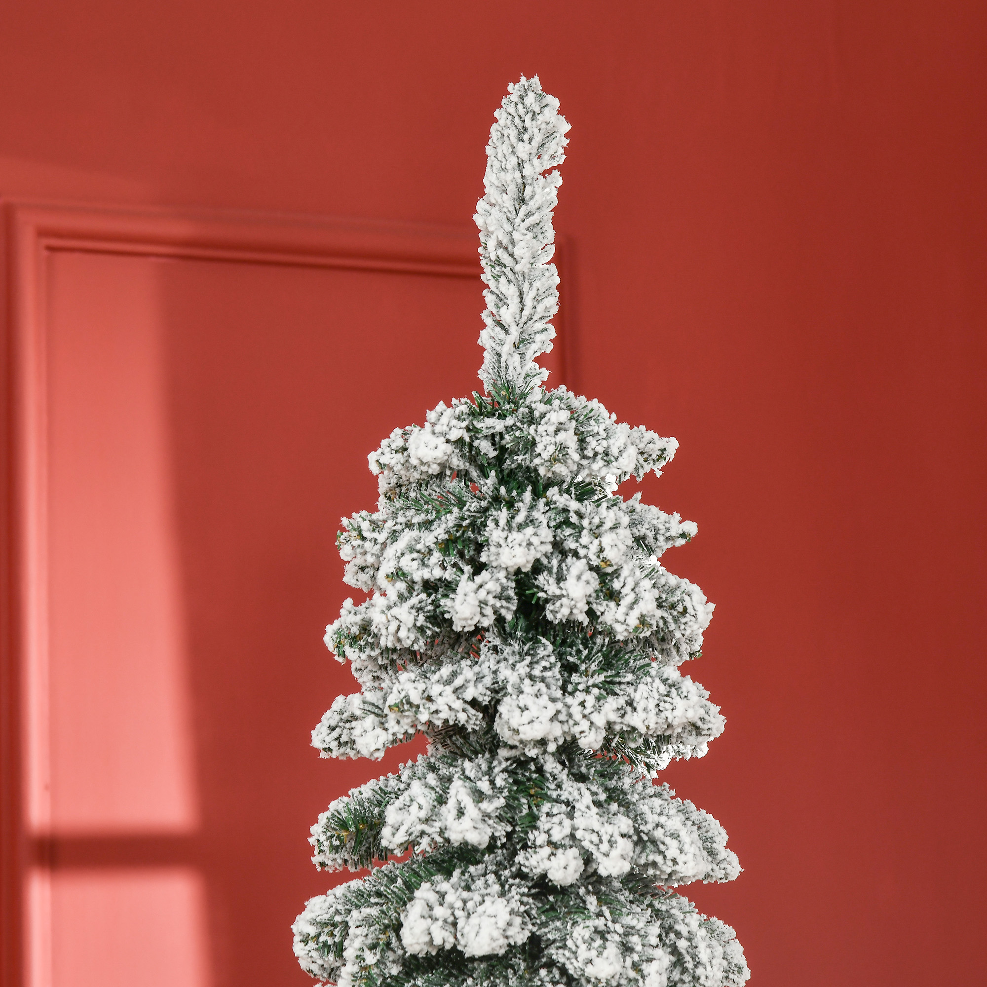 Künstlicher Weihnachtsbaum schneebedeckt schmal 210 cm Grün/Weiß