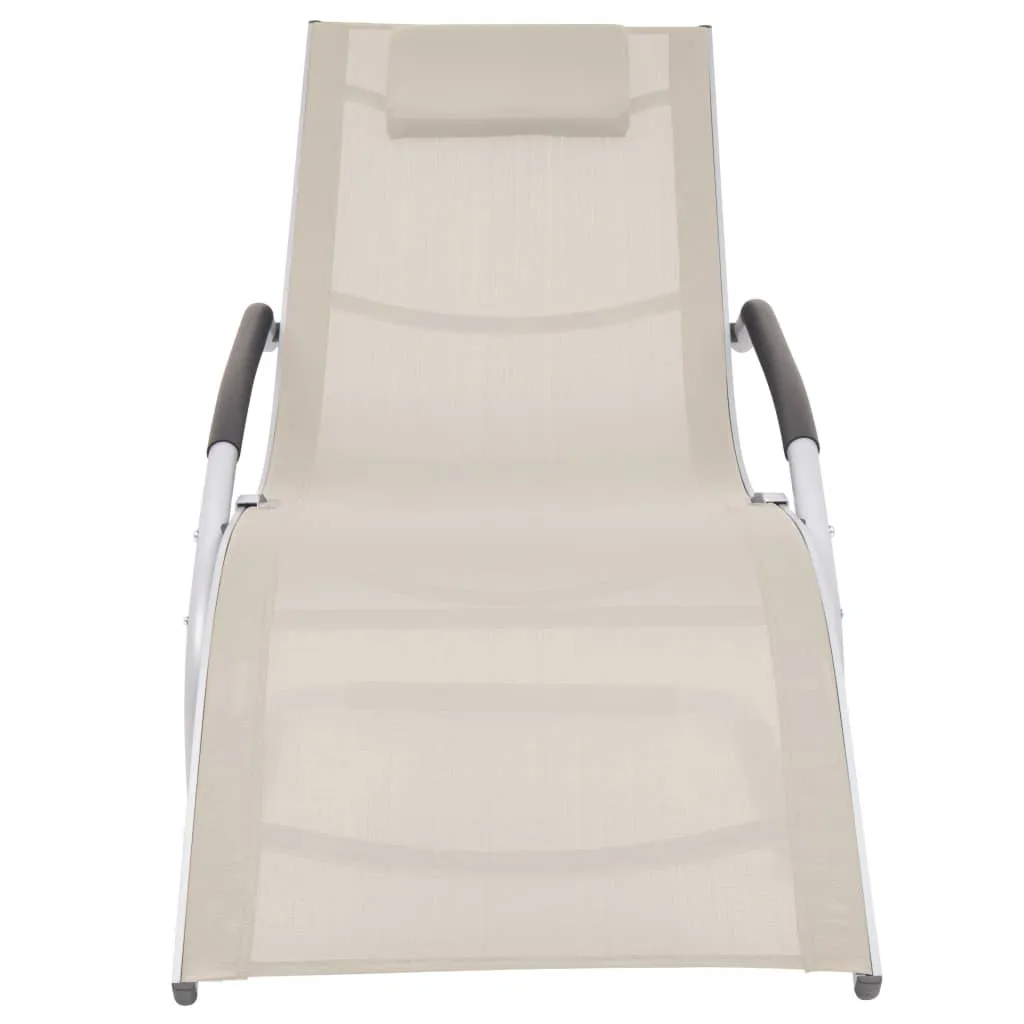 Ergonomische Sonnenliege 62x152x88 cm Creme und Grau
