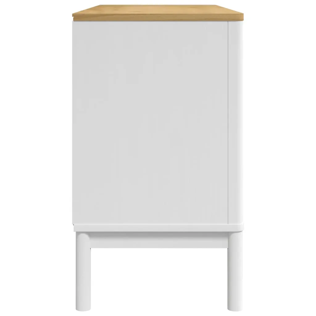 Modernes Sideboard aus massivem Kiefernholz Weiß 114x43x74 cm