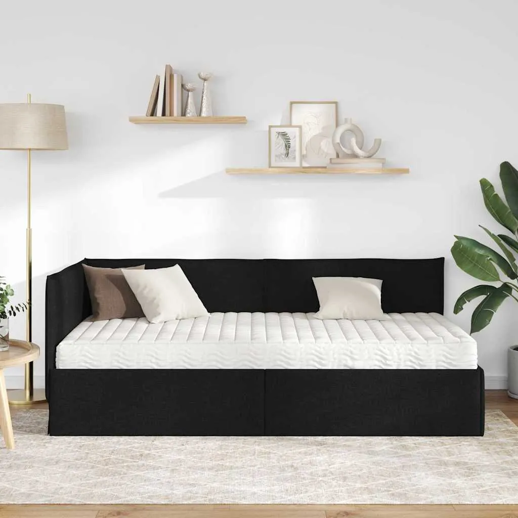 Eckbett mit Matratze 204 x 84 x 74 cm Schwarz