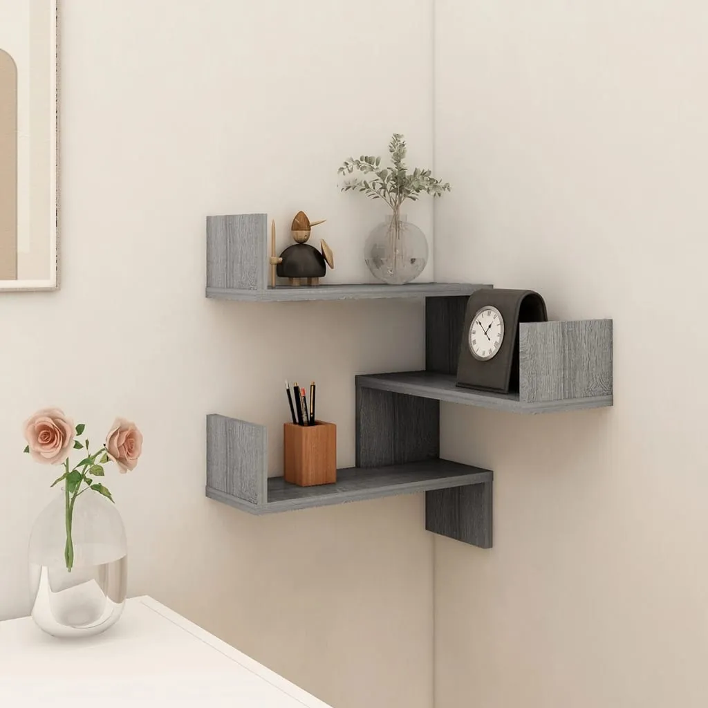 Wandregal Eckregal 40x40x50 cm Grau Sonoma Holzwerkstoff