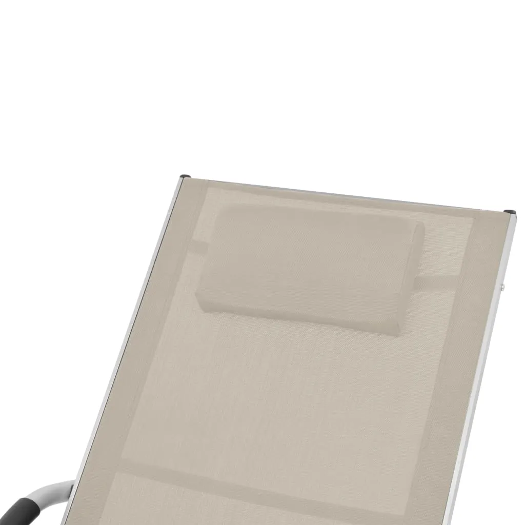 Ergonomische Sonnenliege 62x152x88 cm Creme und Grau