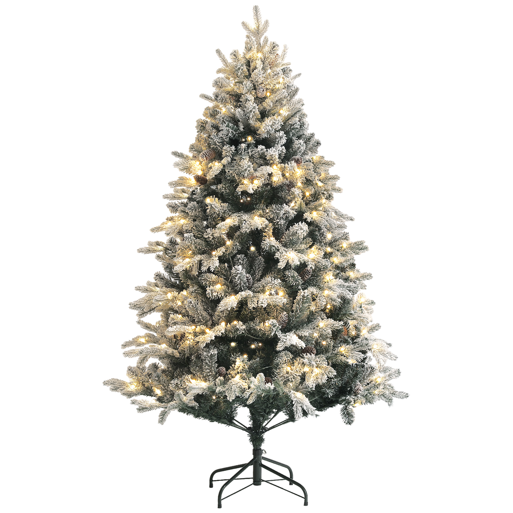 Künstlicher Weihnachtsbaum 180 cm mit LED-Lichter, beschneit, Grün