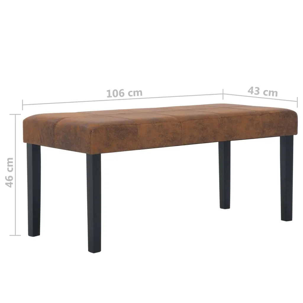 Bank in Wildleder-Optik Braun 106 x 43 x 46 cm mit Massivholzrahmen