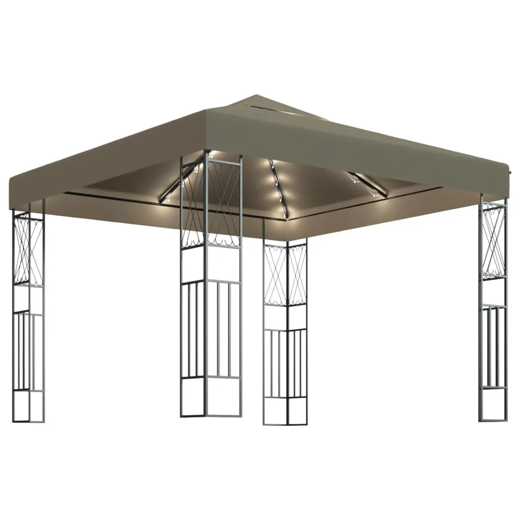 Gartenpavillon 3x3x2,6 m Taupe mit Stahlrahmen und Polyesterdach