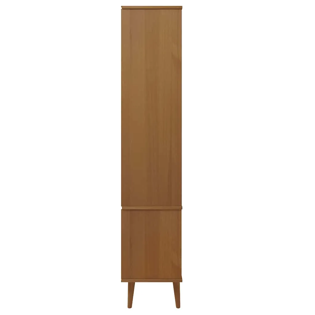 Trendiger Vitrinenschrank aus massivholz mit UV-Lackierung 90x35x175 cm Braun