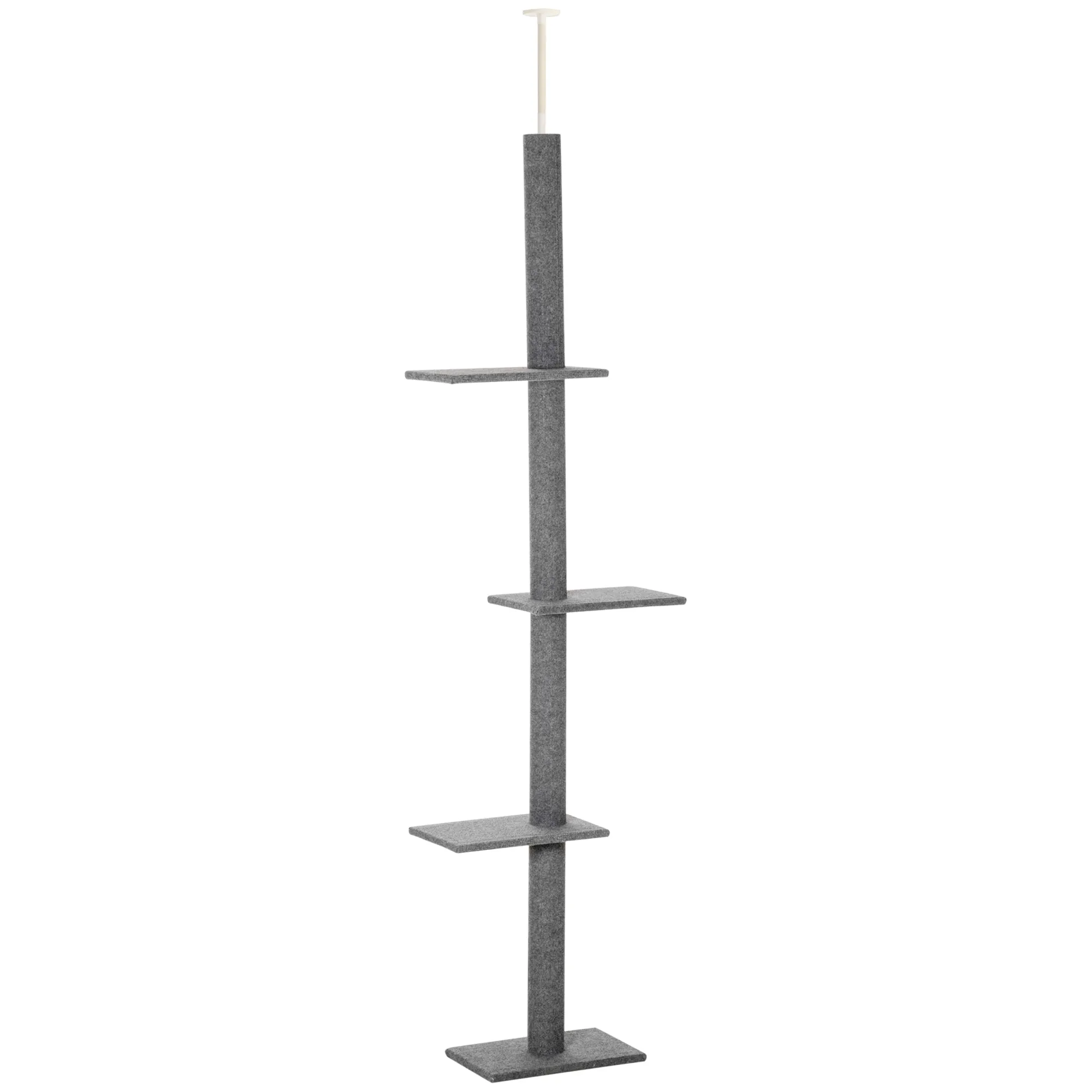 Kratzbaum deckenhoch mit 4 Plattformen, Plüsch, 228-260 cm, Grau