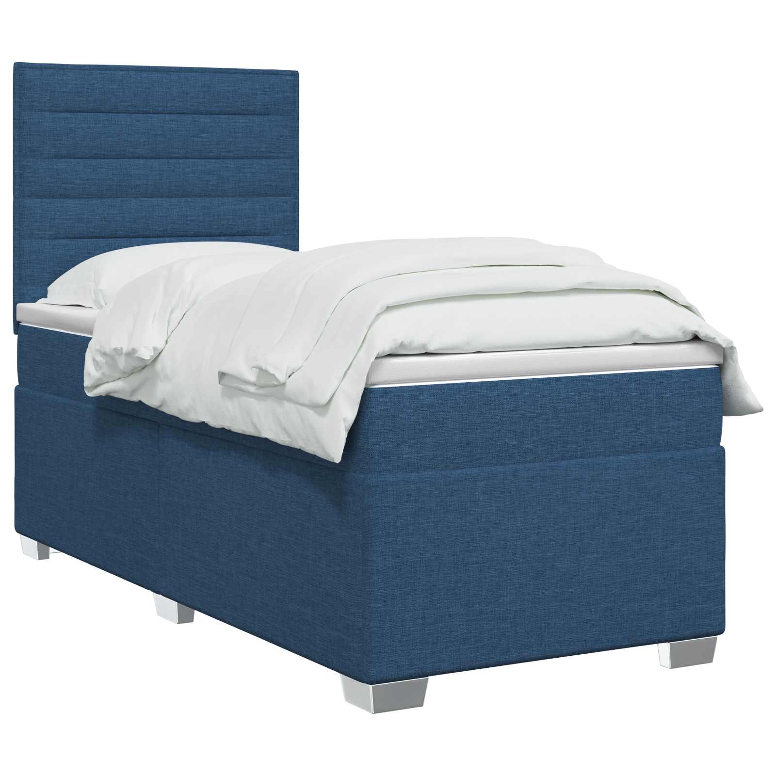 Boxspringbett 90x200 cm mit verstellbarem Kopfteil, Blau