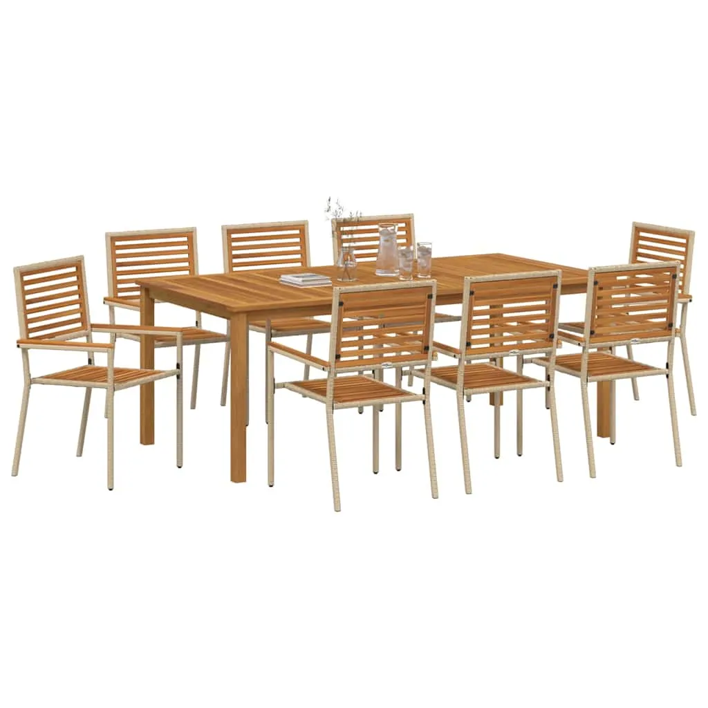 Modernes Garten-Dining-Set Echtholz 85x85x74 cm Beige