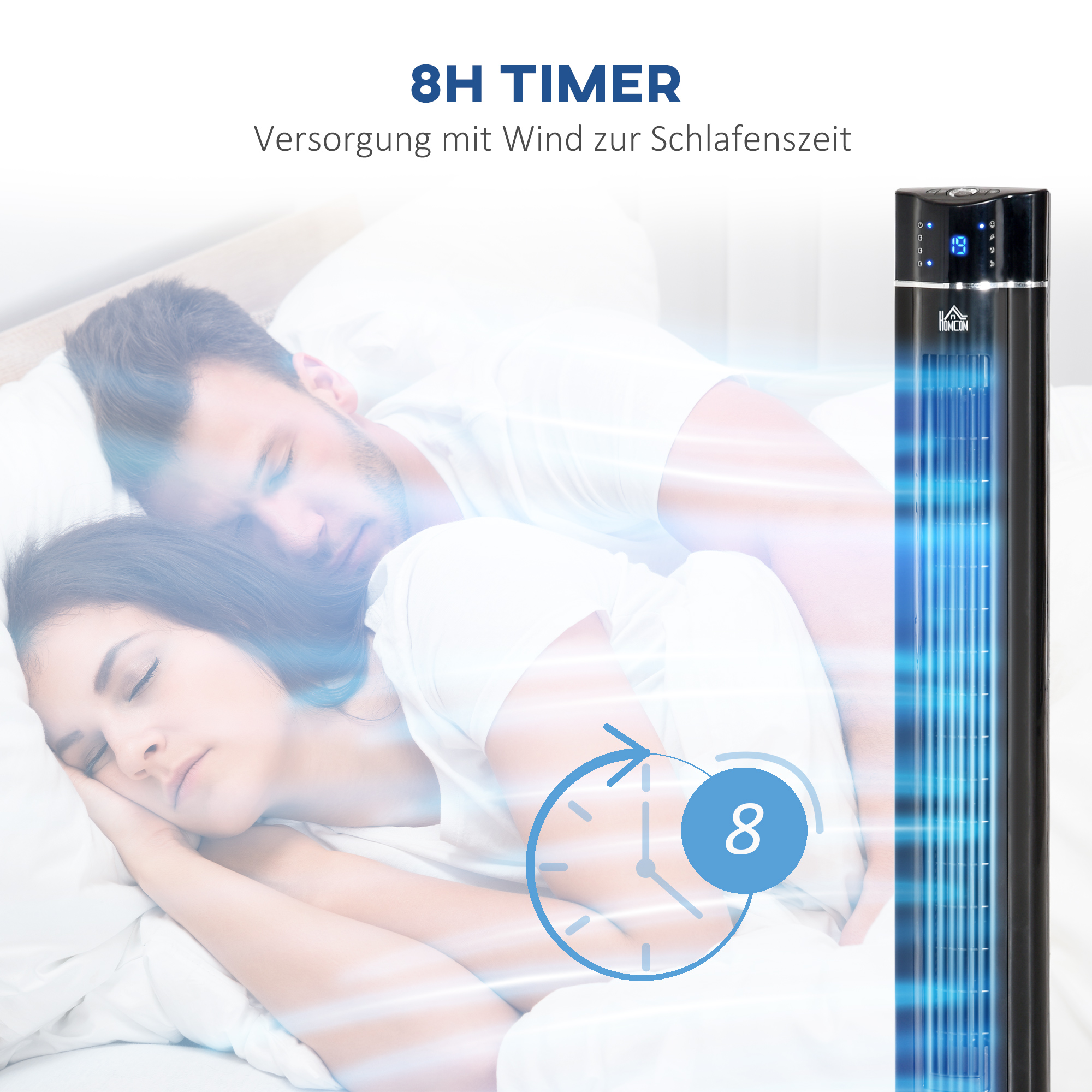 Oszillierender Ionisator-Ventilator 2 in 1 Ø32 x 106,8H cm Schwarz
