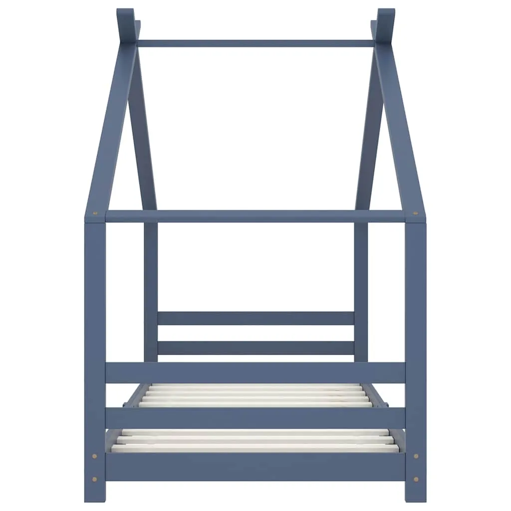 Kinderbett Bettrahmen Baumhausstil 206x98x155 cm Grau Massivholz