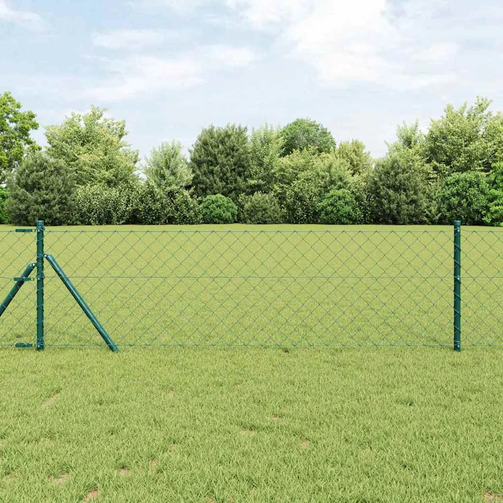 Zaunpfosten-Set aus Stahl Grün 2500 x 3,2 x 80 cm