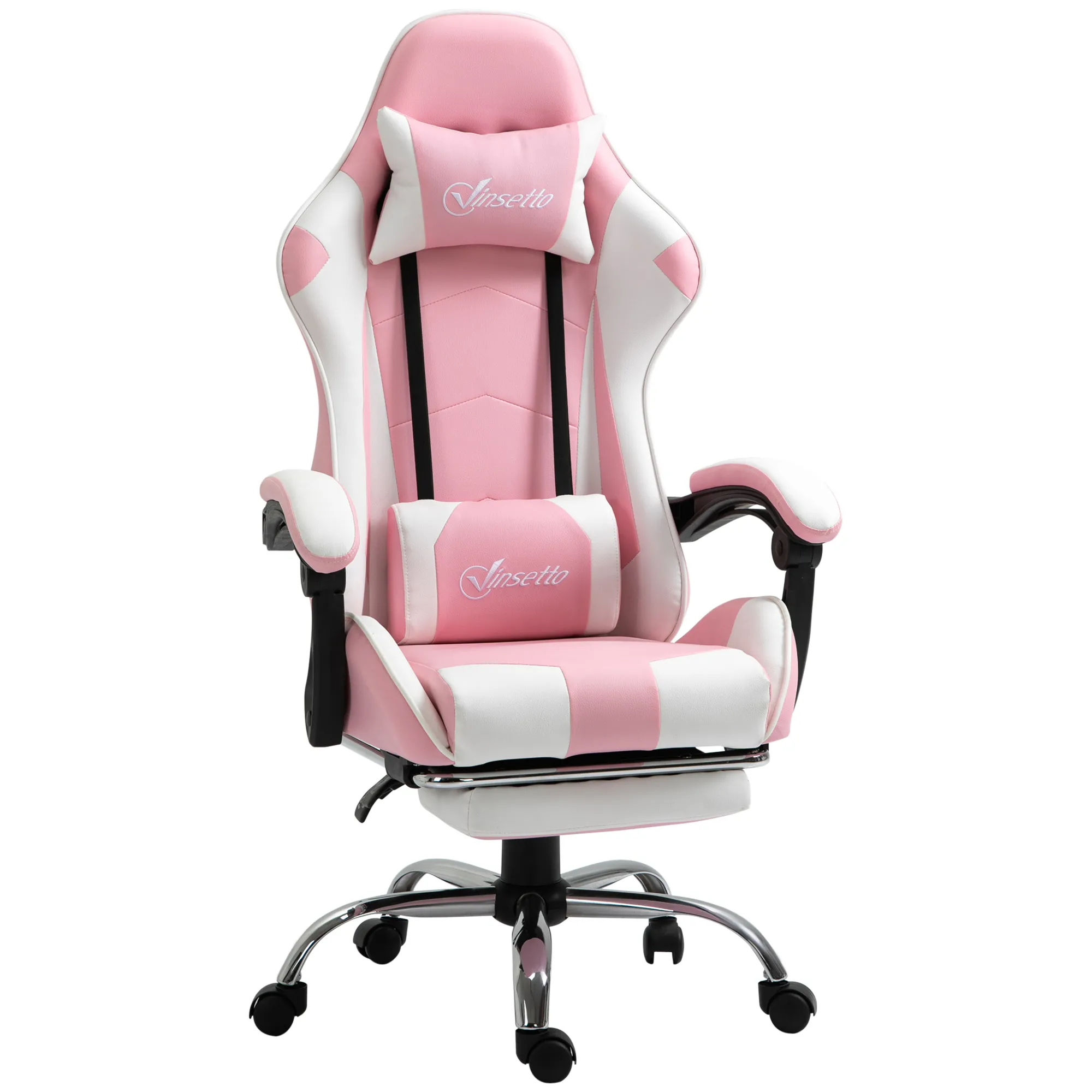 Gamingstuhl Rosa-Weiß 64B x 67T x 119-127H cm
