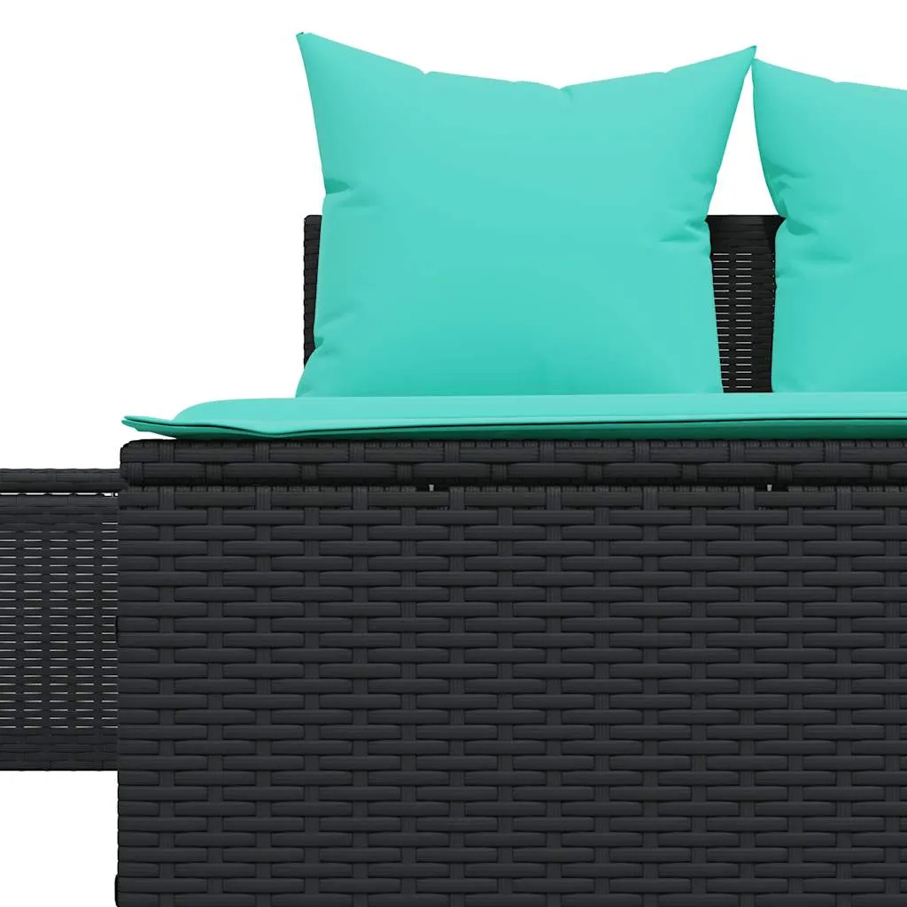 Doppel-Sonnenliege Schwarz 104x162x30 cm mit PE-Rattan und Stahlgestell