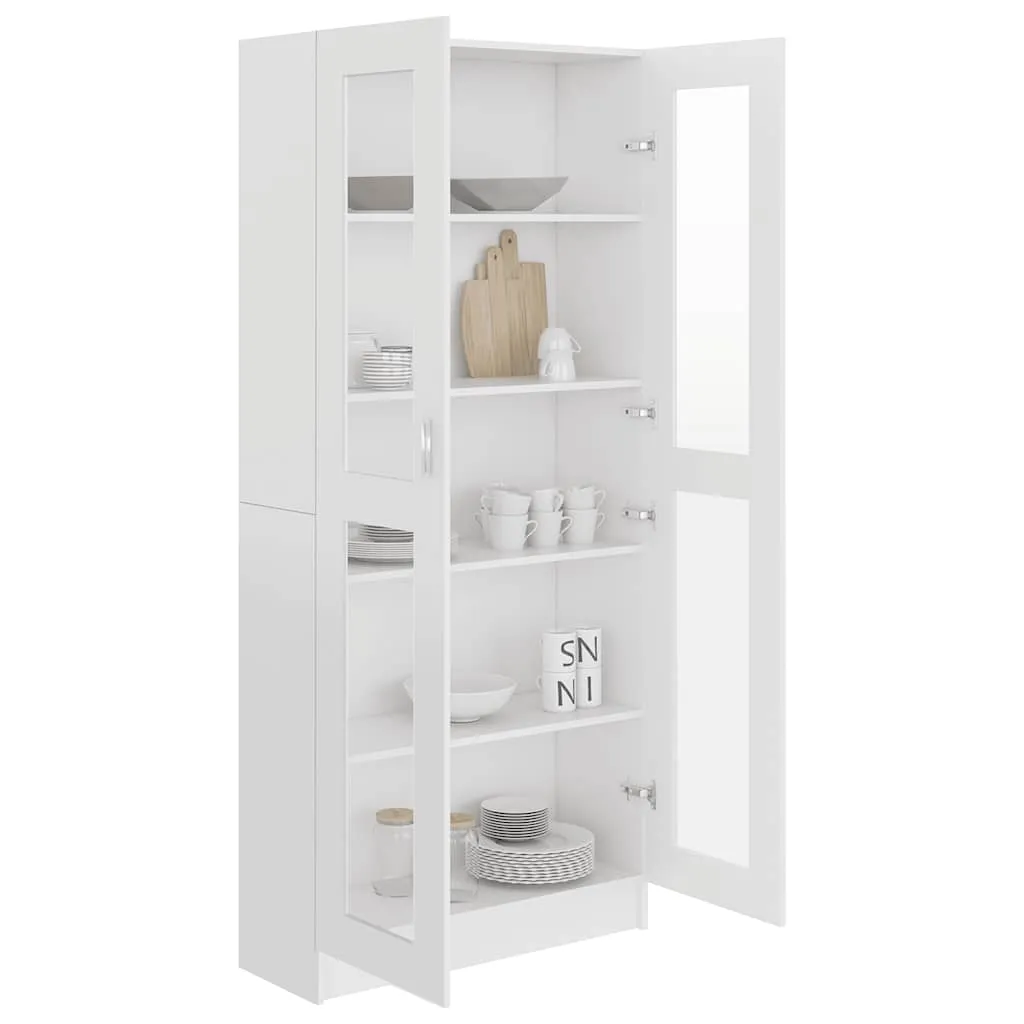 Vitrine mit 5 Fächern und 2 Türen 82,5x30,5x185 cm Weiß