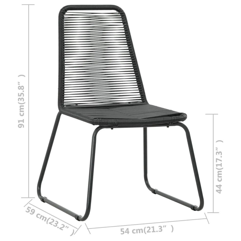 Garten-Essgruppe Schwarz Tisch 150x90x74 cm & Stühle 54x59x91 cm