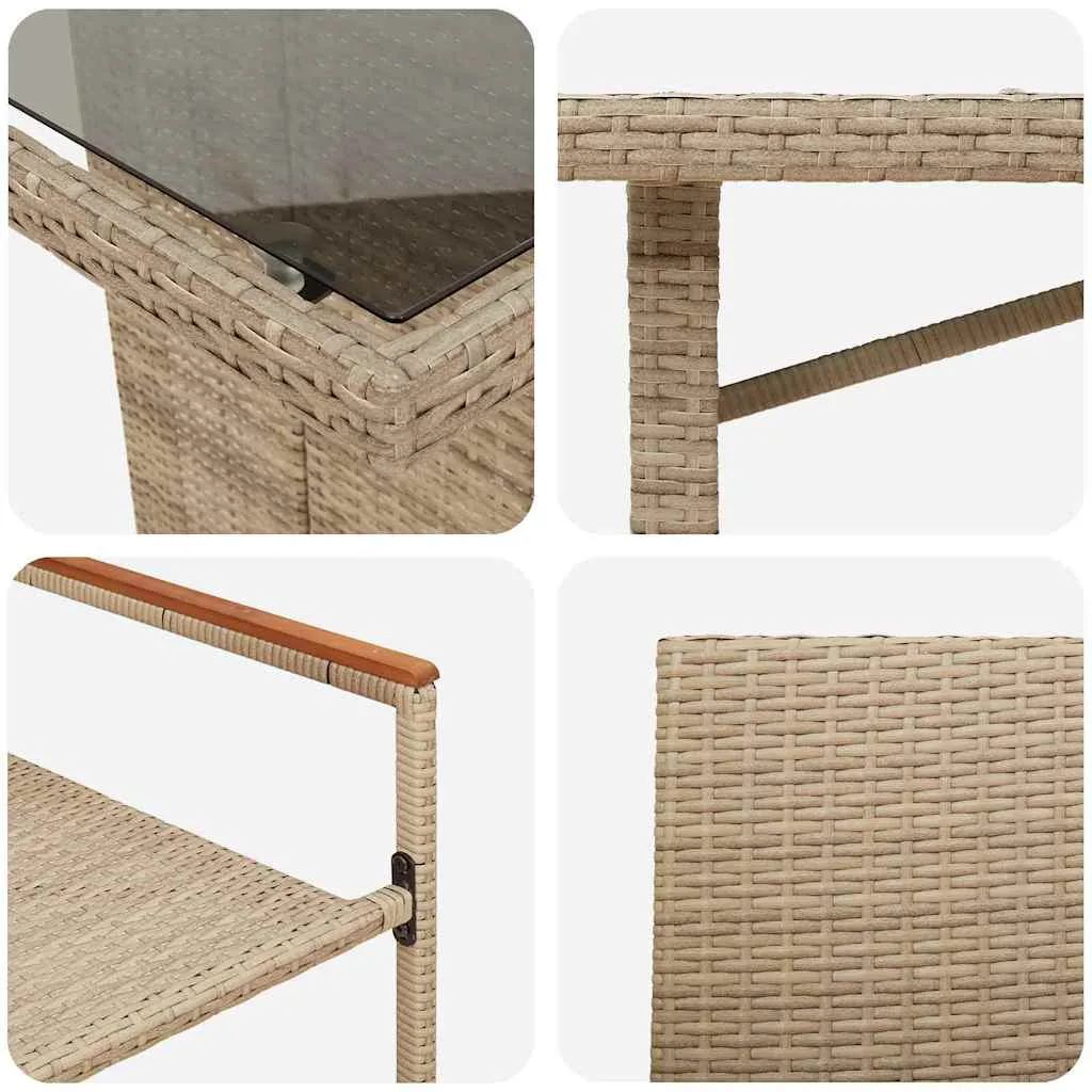 Gartentisch-Set Beige 190x80x75 cm mit Echtholz Armlehnen