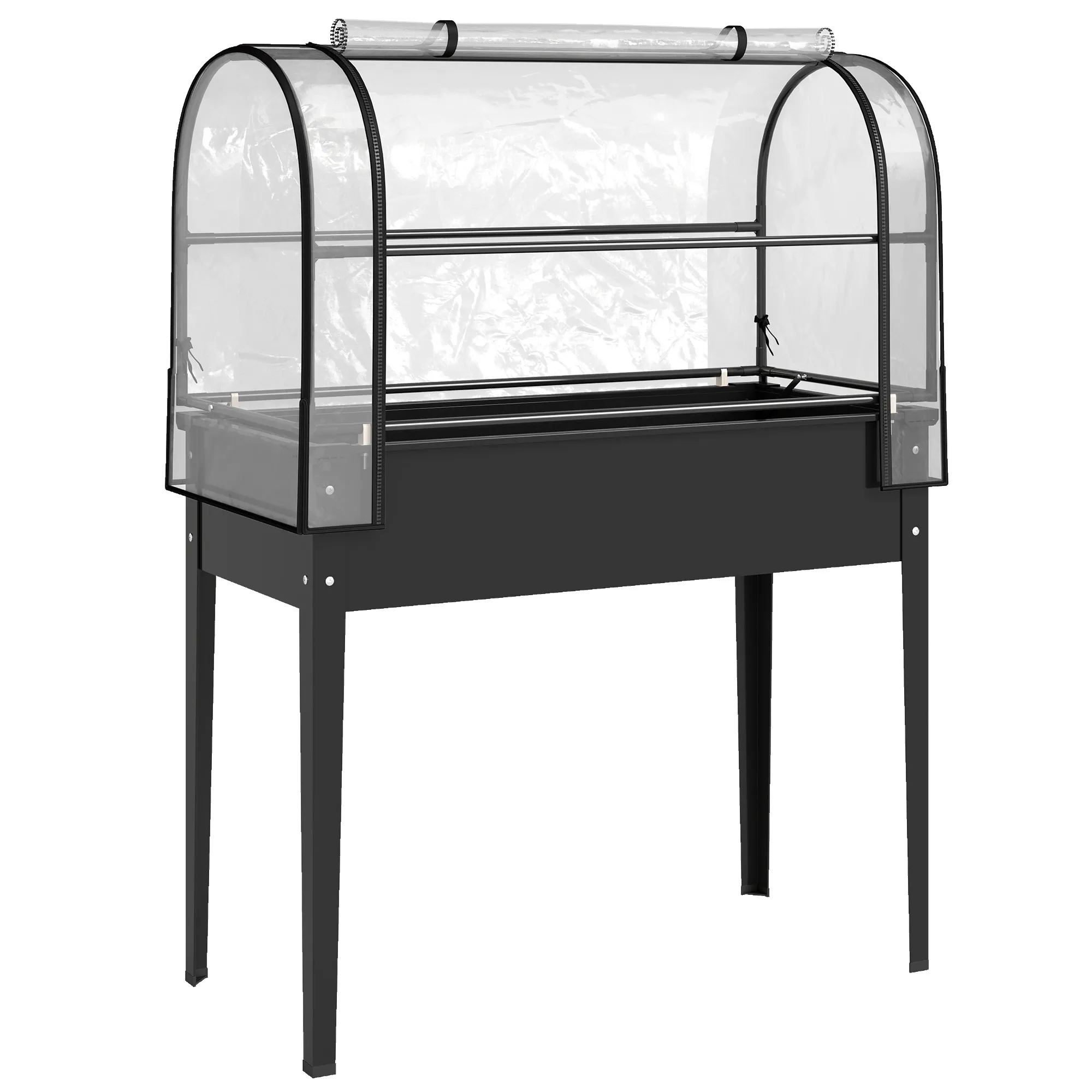 Hochbeet mit Abdeckung 100L x 49B x 136H cm Schwarz