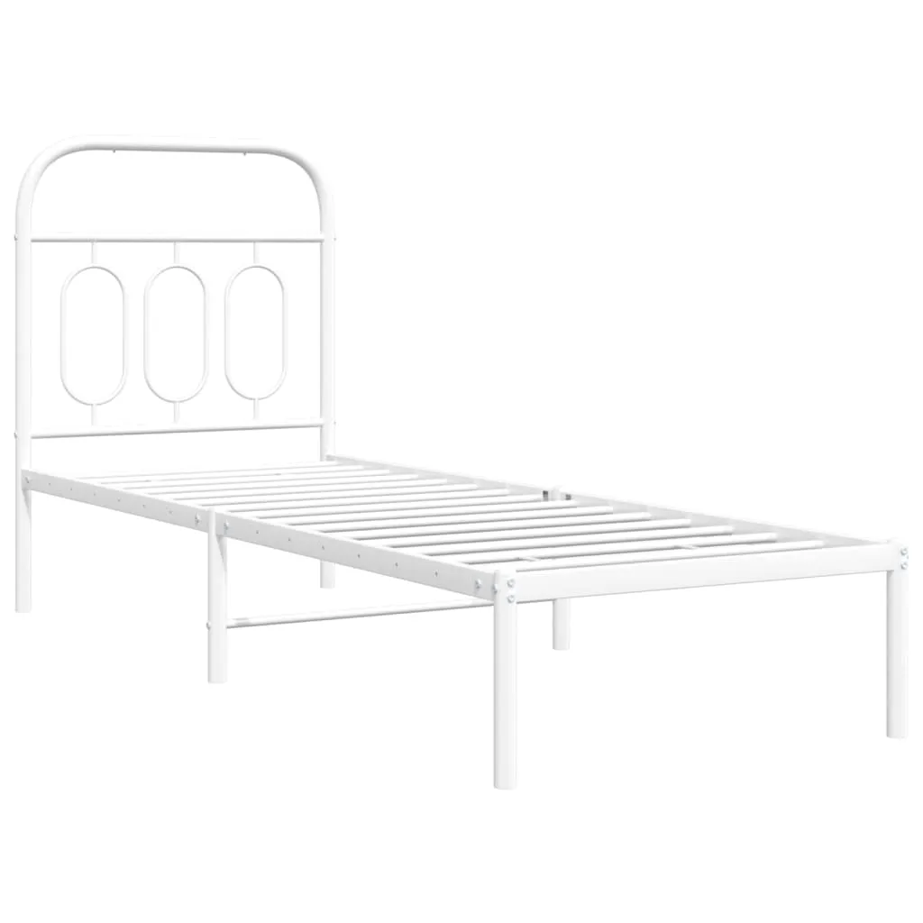 Klassisches weißes Metall-Bettgestell 196 x 80 x 100 cm