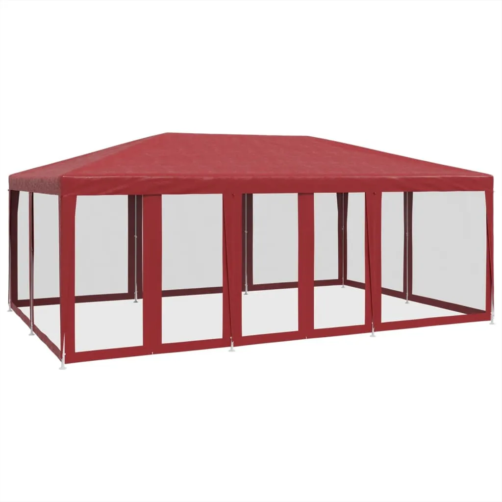 Partyzelt 600x400x280 cm Rot mit robustem Eisengestell und Mesh-Seitenwänden