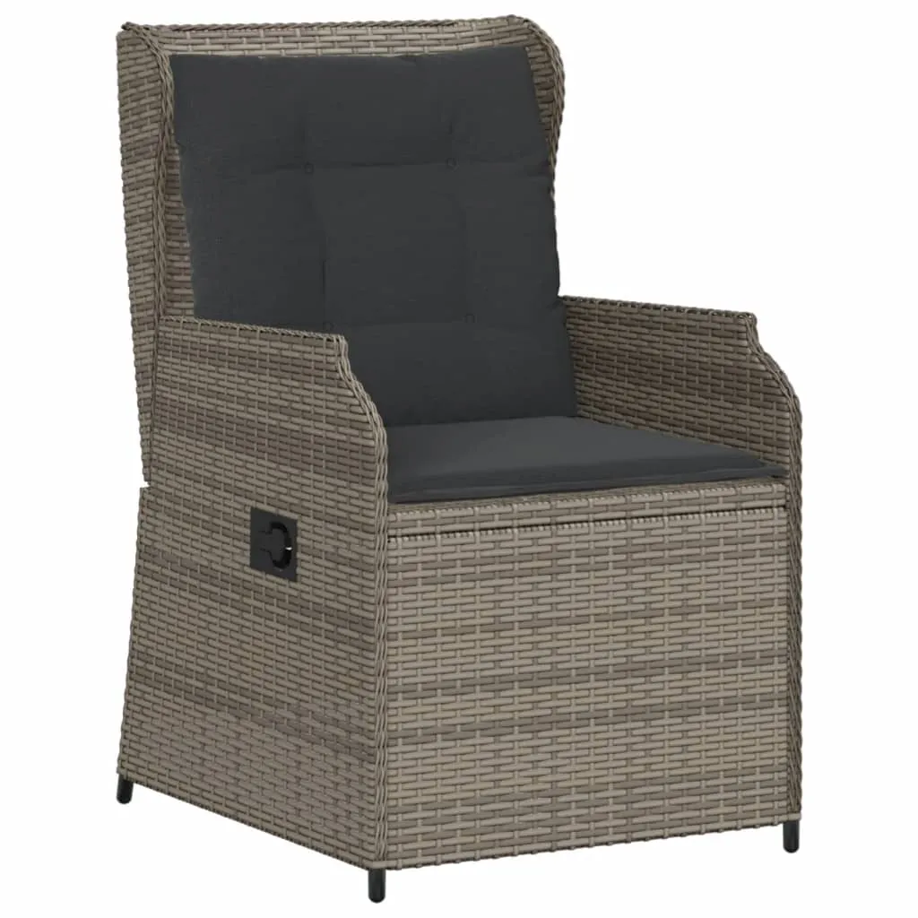 Verstellbarer Gartenstuhl aus PE-Rattan Grau 55x67x95 cm
