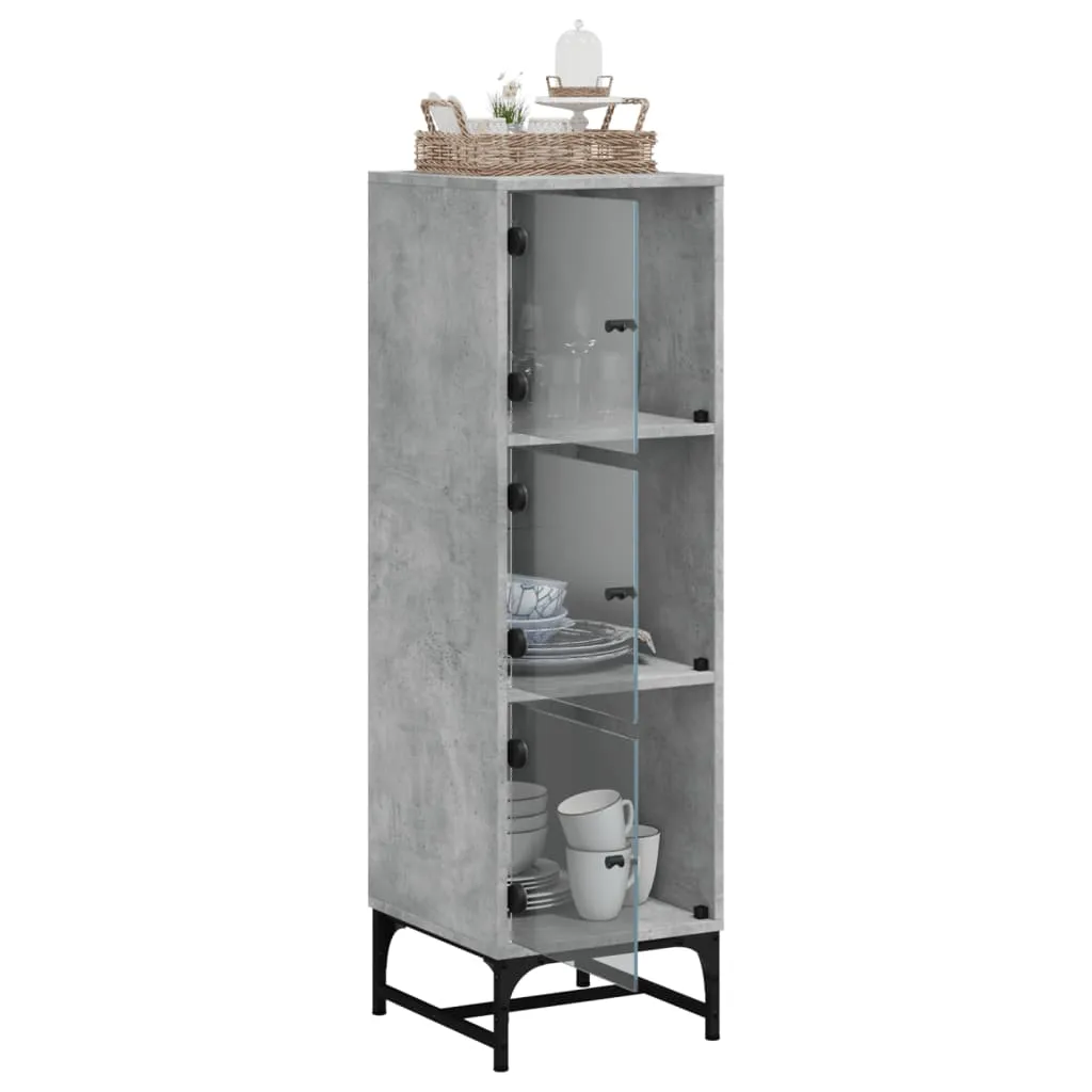Highboard mit Glastüren Betongrau 35x37x120 cm