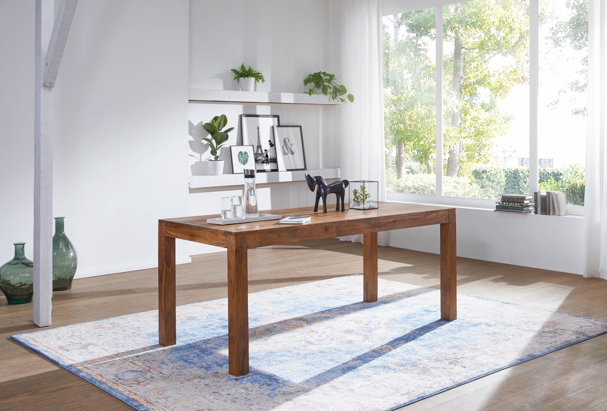 Wohnling Esstisch Mumbai Aus Massivholz Sheesham - 80x80 Cm - Landhausstil
