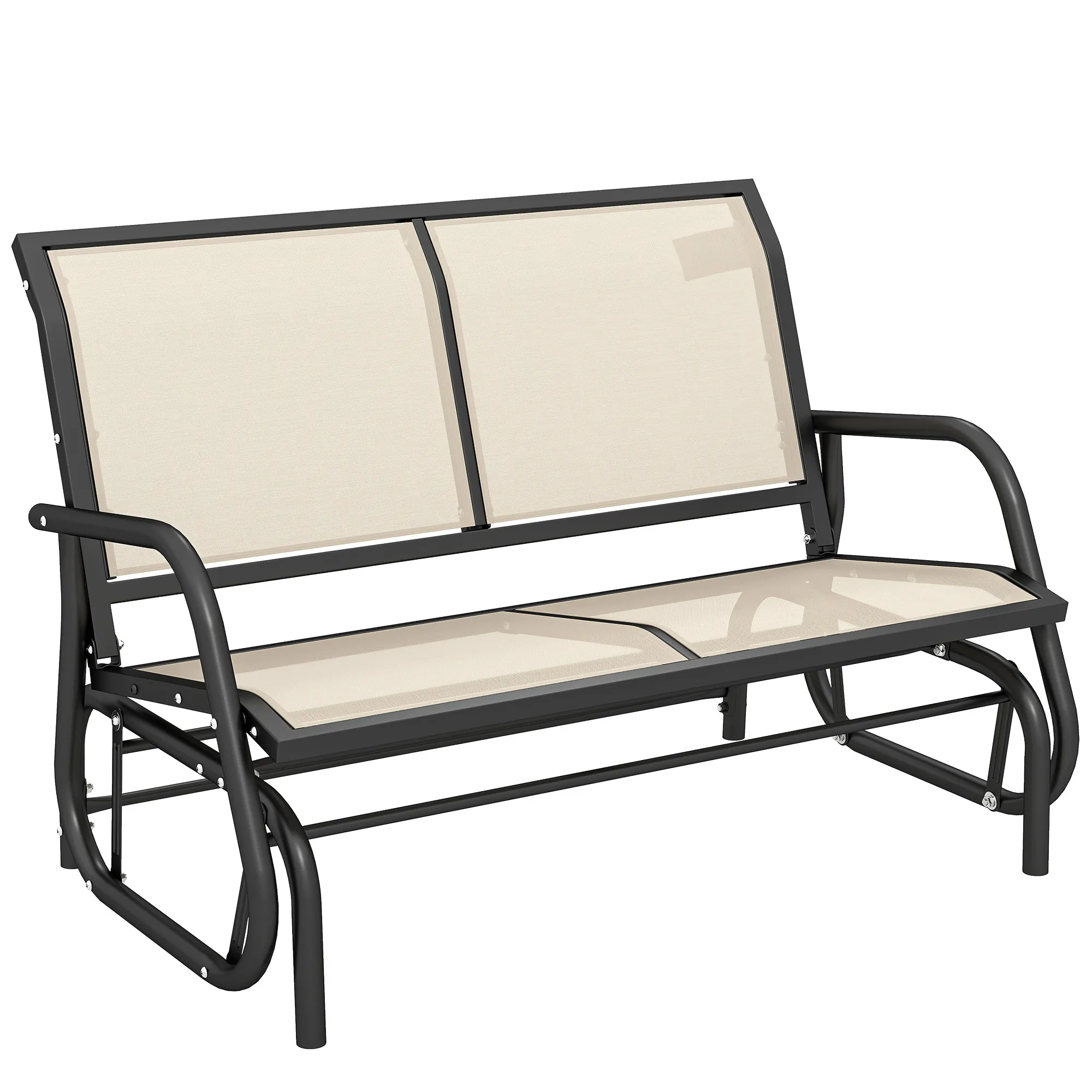 Klassischer Balkon Schaukelstuhl 120L x 70B x 85H cm Schwarz-Beige