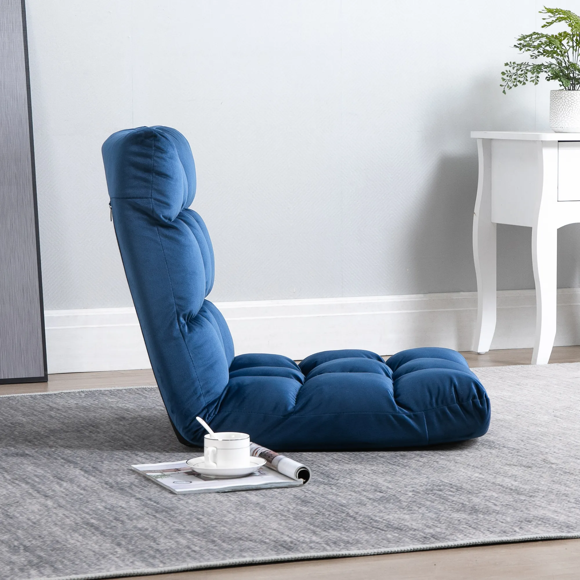 Bodensofa Blau 55B x 71T x 53,5H cm - 3-in-1 Design