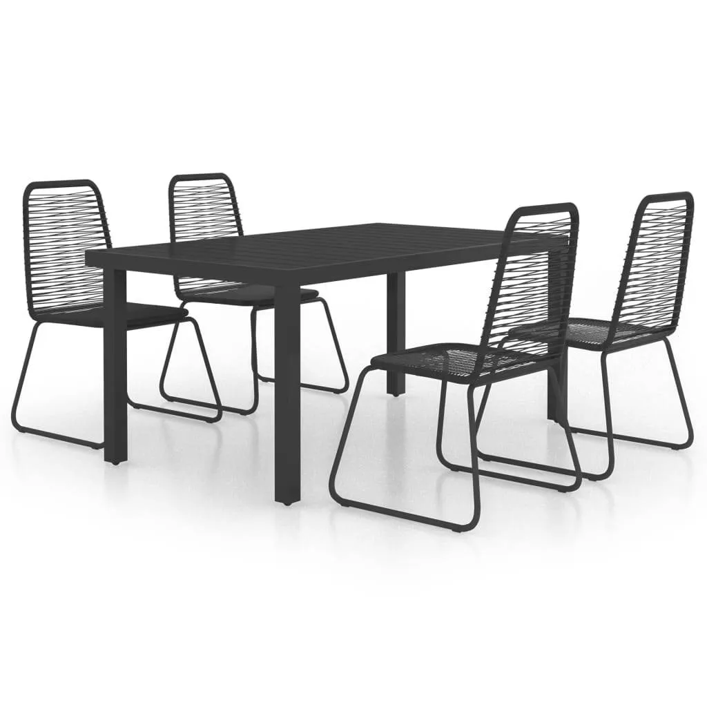 Garten-Essgruppe Schwarz Tisch 150x90x74 cm & Stühle 54x59x91 cm
