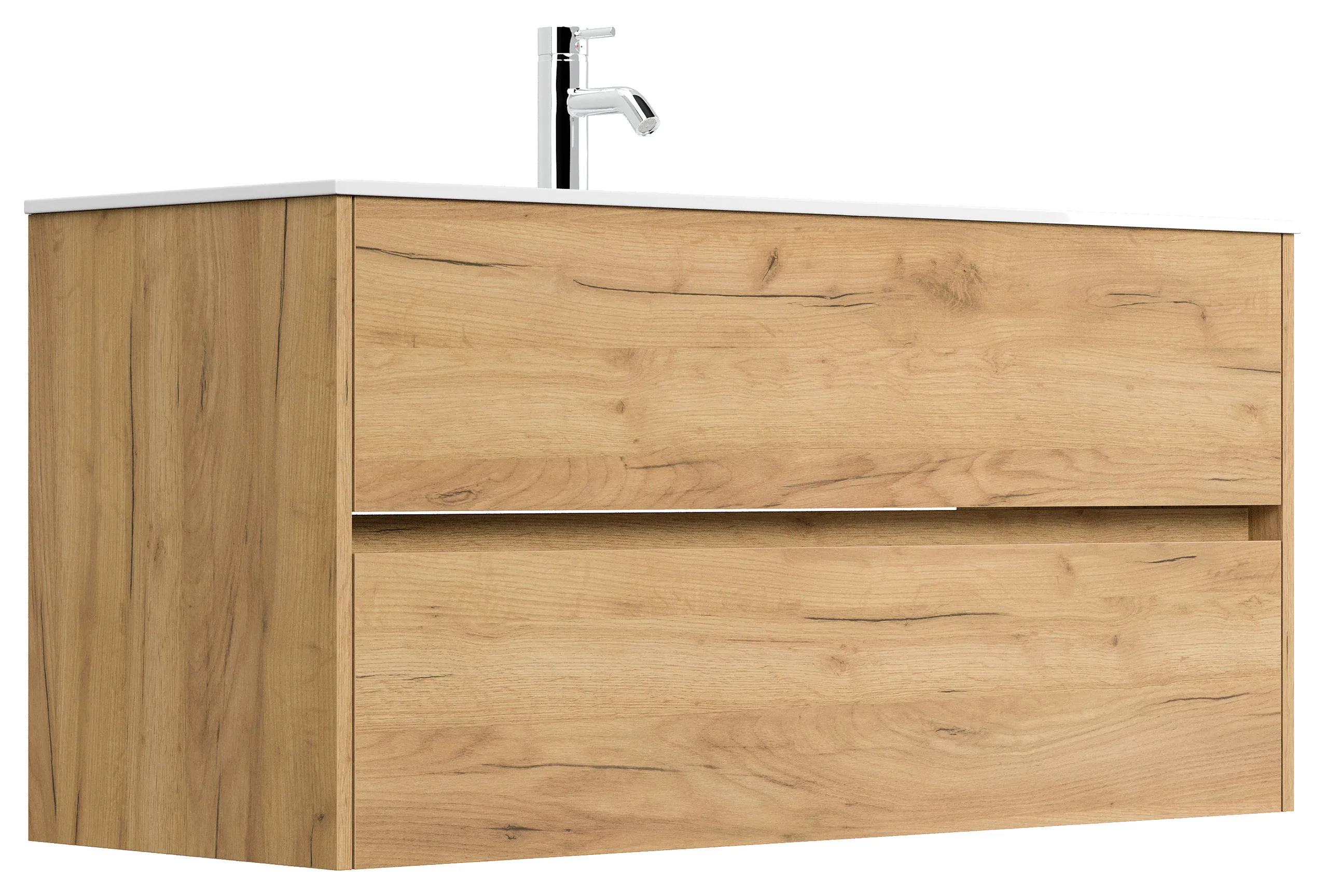 Badmöbel Limes & Waschtisch 120 cm 2 Greifraum SoftClose Auszüge eiche gold