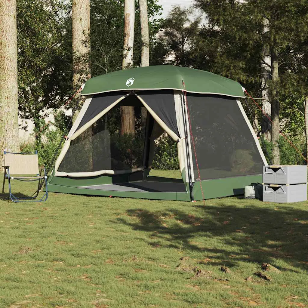 Familienzelt Grün 317x317x225 cm – Wasserdichtes Campingzelt mit E-Anschluss
