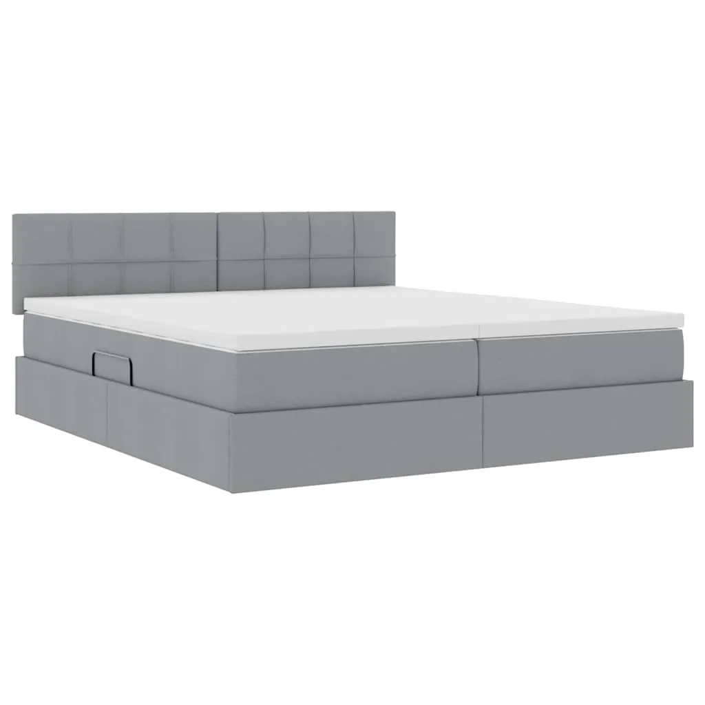 LED-Storage-Bett mit Matratze 200x200 cm Hellgrau
